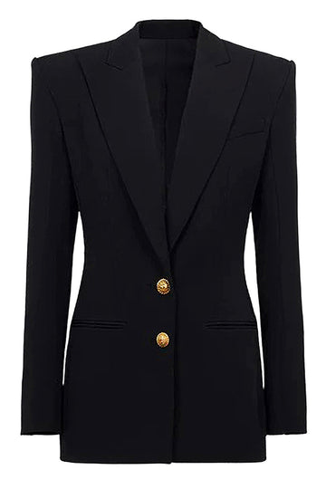 Noir Peak Revers Simple Boutonnage Femmes Blazer